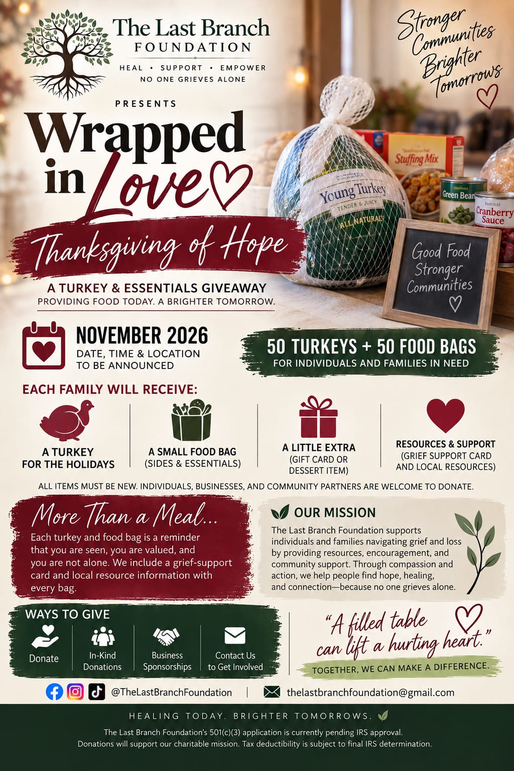 Wrapped in Love Thanksgiving of Hope flyer